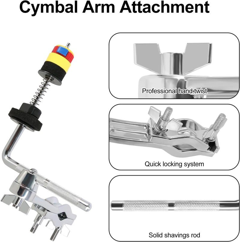 RANMING Hi-hat Cymbal Clamp Cymbal Stand Arm for Drum Set L-Shaped Cymbal Clamp,Adjustable Cymbal Arm for 15-28mm Cymbal Stands,Hi Hat Cymbal Stand Extension Arm for Drummer Beginner - Image 5